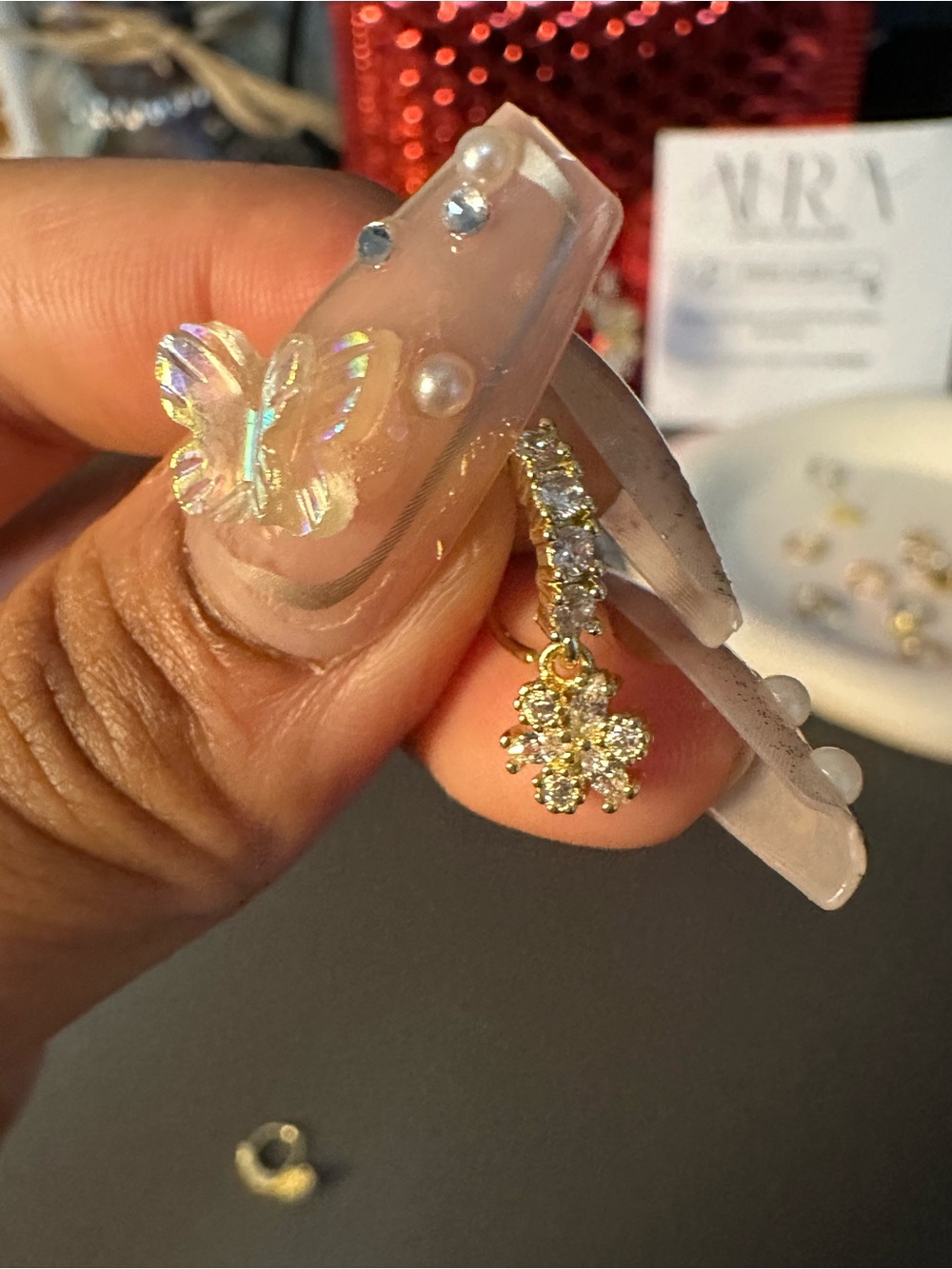 Dangle charm nose ring brand new